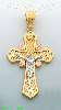 14K Gold Crucifix Fancy CZ Cross Charm Pendant