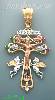 14K Gold Caravaca Crucifix Fancy CZ Cross Charm Pendant