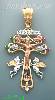 14K Gold Caravaca Crucifix Fancy CZ Cross Charm Pendant