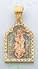 14K Gold Virgin of Guadalupe CZ Charm Pendant