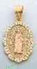 14K Gold Virgin of Guadalupe CZ Charm Pendant