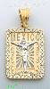14K Gold Crucifix "Mexico" CZ Charm Pendant