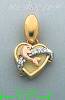 14K Gold Heart w/Dolphin CZ Charm Pendant