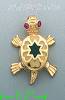 14K Gold Turtle CZ Charm Pendant