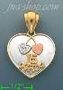 14K Gold 15 Años Heart CZ Charm Pendant