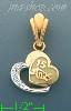 14K Gold 15 Años Heart CZ Charm Pendant