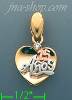 14K Gold 15 Años Heart CZ Charm Pendant