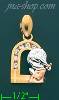 14K Gold Praying Girl By Window CZ Charm Pendant