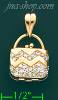 14K Gold Purse Handbag CZ Charm Pendant