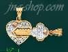 14K Gold 2-piece I Love You Heart w/Key CZ Charm Pendant