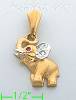 14K Gold Elephant CZ Charm Pendant