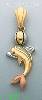 14K Gold Dolphin CZ Charm Pendant