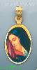 14K Gold Virgin Mary Picture Charm Pendant