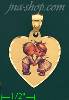 14K Gold Boy Kissing Girl on Cheek Picture Charm Pendant