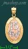 14K Gold 15 Años Stamp & Charm Pendant