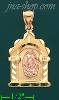 14K Gold Virgin of Guadalupe in Arc Stamp & Charm Pendant