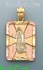 14K Gold Virgin of Guadalupe 3Color Stamp Charm Pendant