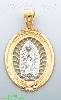 14K Gold Virgin of Guadalupe 3Color Stamp Charm Pendant