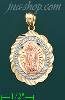 14K Gold Our Lady of Guadalupe 3Color Stamp Charm Pendant