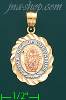 14K Gold Our Lady of Guadalupe 3Color Stamp Charm Pendant