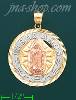 14K Gold Mis 15 Años Virgin of Guadalupe 3Color Stamp Charm Pend