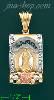 14K Gold 15 Años Virgin of Guadalupe w/Rose 3Color Stamp Charm P