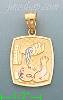 14K Gold Baptism 3Color Stamp Charm Pendant