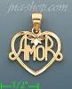 14K Gold Amor Heart Charm Pendant