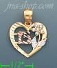 14K Gold 15 Años Heart w/Flower Charm Pendant