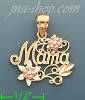 14K Gold Mama w/Flowers Charm Pendant