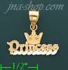 14K Gold Princess w/Crown Charm Pendant