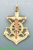 14K Gold Anchor Crucifix Charm Pendant