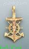 14K Gold Anchor Crucifix Charm Pendant