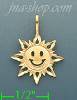14K Gold Happy Face Sun Charm Pendant