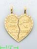 14K Gold Amigas Para Siempre 2-piece Split Heart Charm Pendant