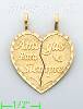 14K Gold Amigas Para Siempre 2-piece Split Heart Charm Pendant