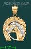 14K Gold Horseshoe & Horsehead Charm Pendant
