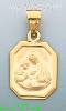 14K Gold Baptism Stamped Charm Pendant