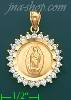 14K Gold Virgin of Guadalupe Stamped CZ Charm Pendant
