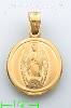 14K Gold Virgin of Guadalupe Hollow & Stamped Charm Pendant