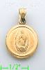 14K Gold Virgin of Guadalupe Hollow & Stamped Charm Pendant