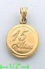 14K Gold 15 Años Hollow & Stamped Charm Pendant