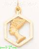 14K Gold Egyptian Nefertiti Italian Charm Pendant