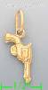 14K Gold Pistol Revolver Italian Charm Pendant