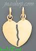 14K Gold 2-piece Split Heart Italian Charm Pendant