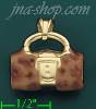 14K Gold 3D Brown Purse Enamel Charm Pendant