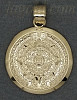 14K Gold Aztec Sun Calendar Charm Pendant