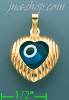14K Gold Evil Eye Heart Charm Pendant