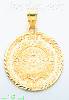 14K Gold Aztec Sun Calendar Dia-Cut Charm Pendant