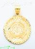 14K Gold Aztec Sun Calendar Dia-Cut Charm Pendant